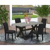 HomeStock 5-Pc Rectangle Natural Oak Finish Solid Wood Top Dining Table with 4 Upholstered Chairs - 2 of 4