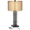 Possini Euro Design Deborah Modern Mid Century Table Lamp 30" Tall Black with USB Charging Port Gold Metal Double Drum Shades for Living Room Desk - 3 of 4