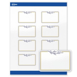 Avery 2" x 3" Labels, Gold & Navy Border with Florals, 80 ct - 1 of 4