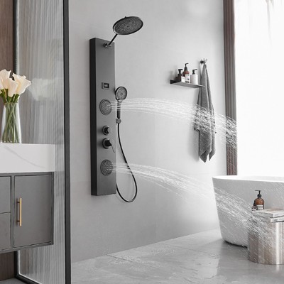 Matte Black 60.55'' Shower Panel with Adjustable Rainfall Shower Head