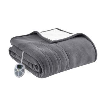Serta Fleece to Faux Shearling Electric Heated Bed Blanket