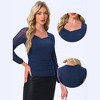 Allegra K Women's Long Sleeve Slim Fit Dressy Casual Wrap Ruched Mesh Blouse - 2 of 4