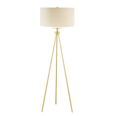 Elegant Silver Tripod Floor Lamp with Glass Shade
