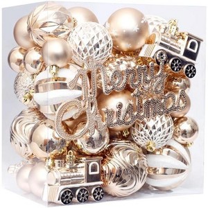 65 Pcs Christmas Ornaments Set,Plastic Christmas Plastic Decorative Baubles,Shatterproof Xmas Tree Ornaments - 1 of 4