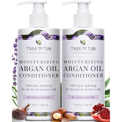 Tree To Tub Moisturizing Conditioner for Dry Hair - Hydrating Sulfate Free Argan Oil Conditioner - Moisturizer for Women & Men - Lavender (Pack of 2)