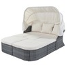6-Pieces Outdoor Patio Rattan Round Daybed Sunbed Set with Retractable Canopy and Lift Table - 3 of 4