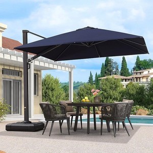 PURPLE LEAF Square Patio Umbrella with Base Large Outdoor Offset Umbrella 360-degree Rotation Cantilever Umbrella for Garden Deck Backyard Pool - 1 of 4