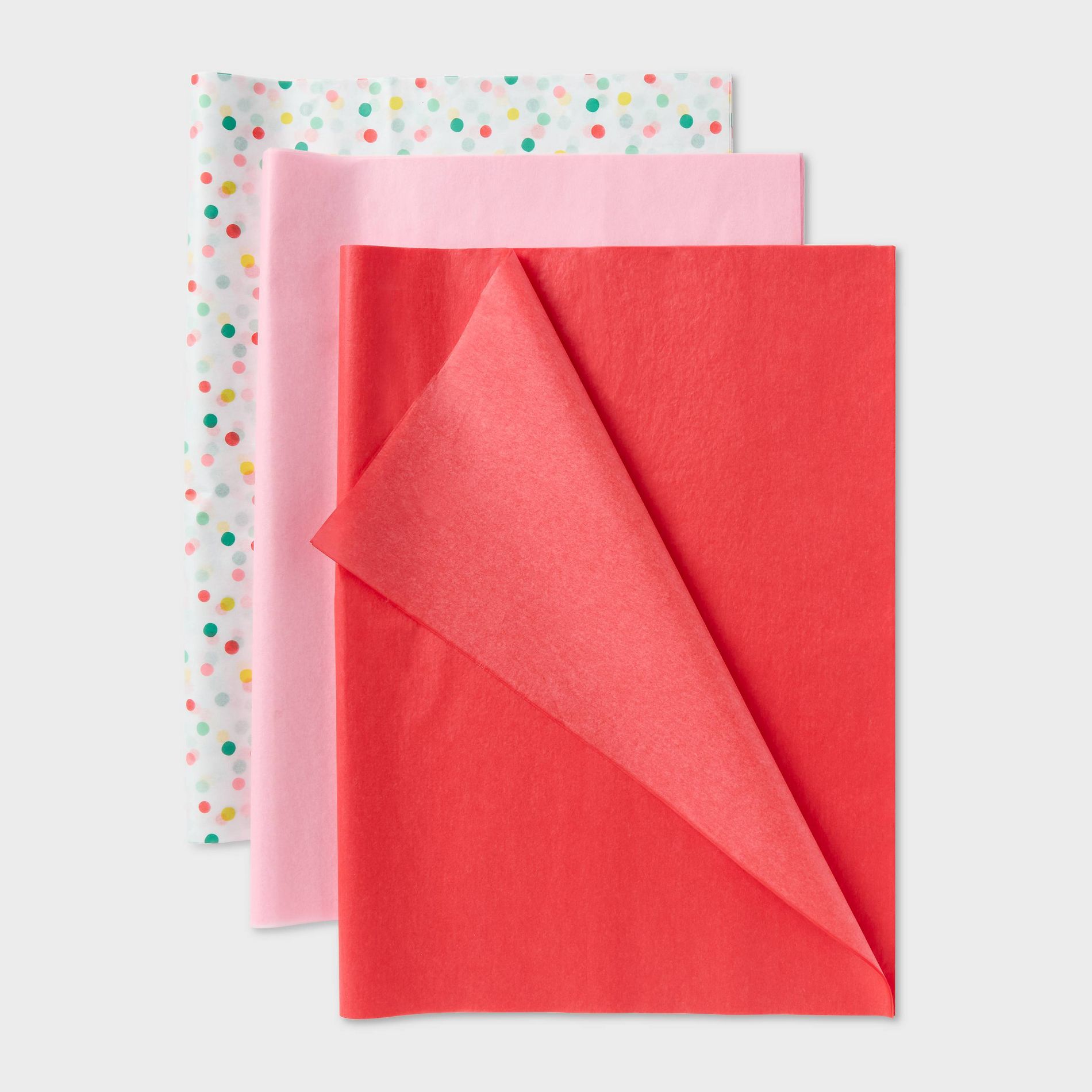 20ct Christmas Polka Dot and Solid Tissue Paper Red/Pink/White - Spritz™