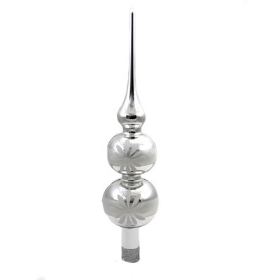 Christina's World 14.0" Silver Tree Topper With Daisies Finial Spring Floral Glittered  -  Tree Toppers