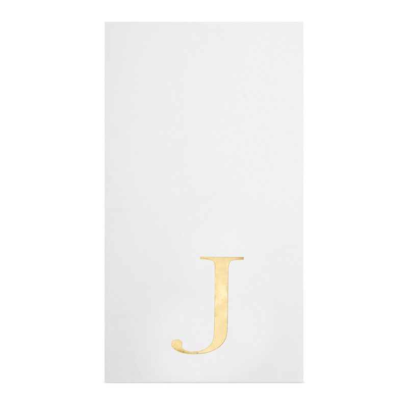 Sparkle and Bash 100 Pack Gold Foil Initial Letter J White Monogram Paper Napkins for Dinner Party, 4 x 8 In, 4 of 8