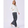 INSPIRE CHIC Women's Textured Crew Neck Solid Color Long Sleeve Bomber Jackets - 4 of 4