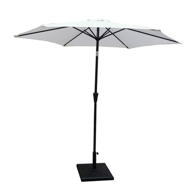 TiramisuBest 8.8ft Outdoor Aluminum Patio Umbrella with 42 Pound Square Resin Base Push Button Tilt & Crank Lift Creme