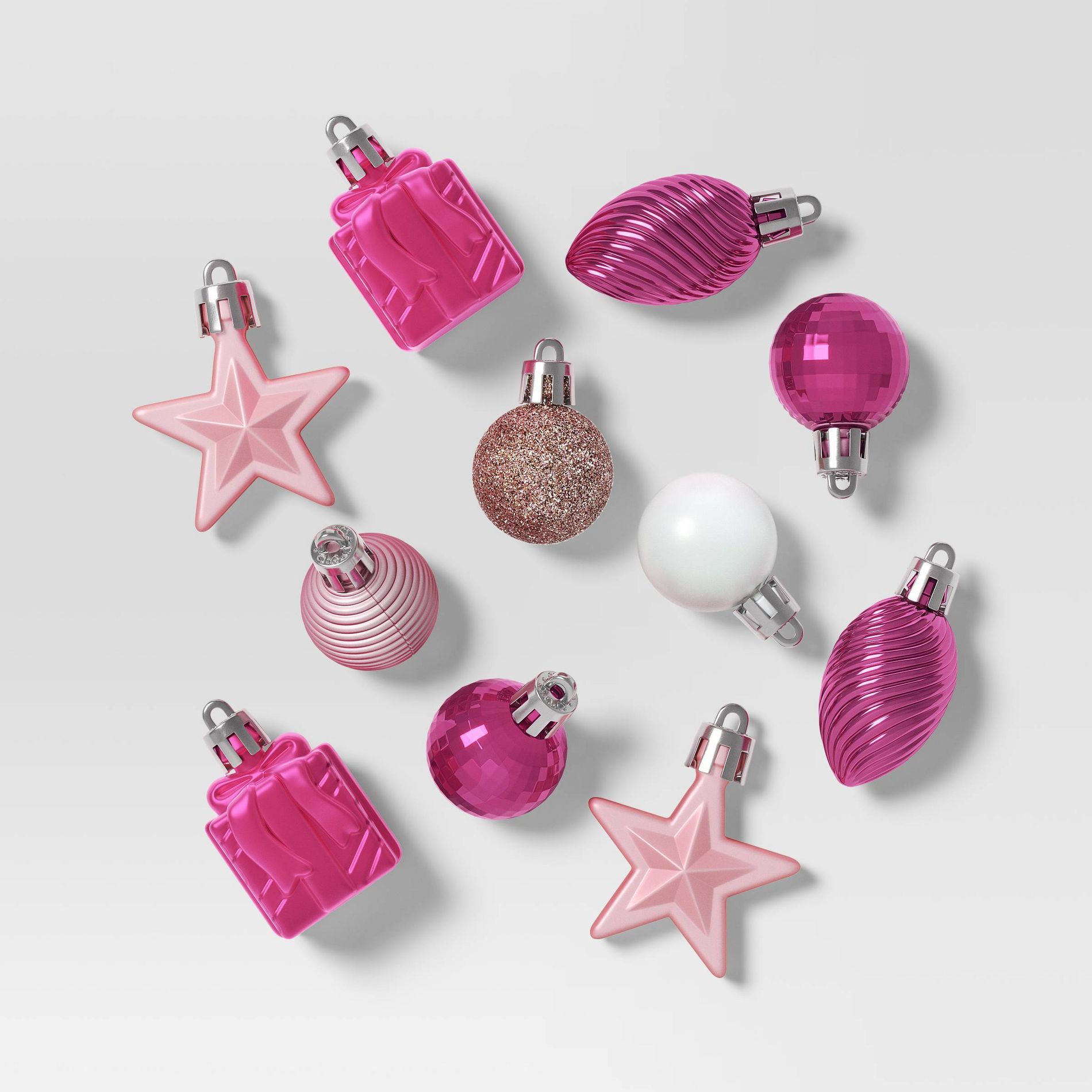 25ct Christmas 30mm Ornament Set Pink/White Iridescent - Wondershop™