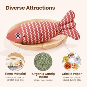 Potaroma Cat Toys Fish, 3 Pcs Crinkle Sound Catnip Toys Soft Linen - 1 of 3