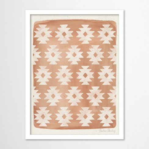 Americanflat Abstract 11x14 White Framed Print - Southwestern Pattern Pink  Wall Art Room Decor by Pauline Stanley