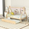 Twin Size Tent Floor Bed Frame, House Top Bed With Trundle, Pull Out Bed, Easy Assembly, Slat Mattress Foundation, No Box Spring Needed - 2 of 4