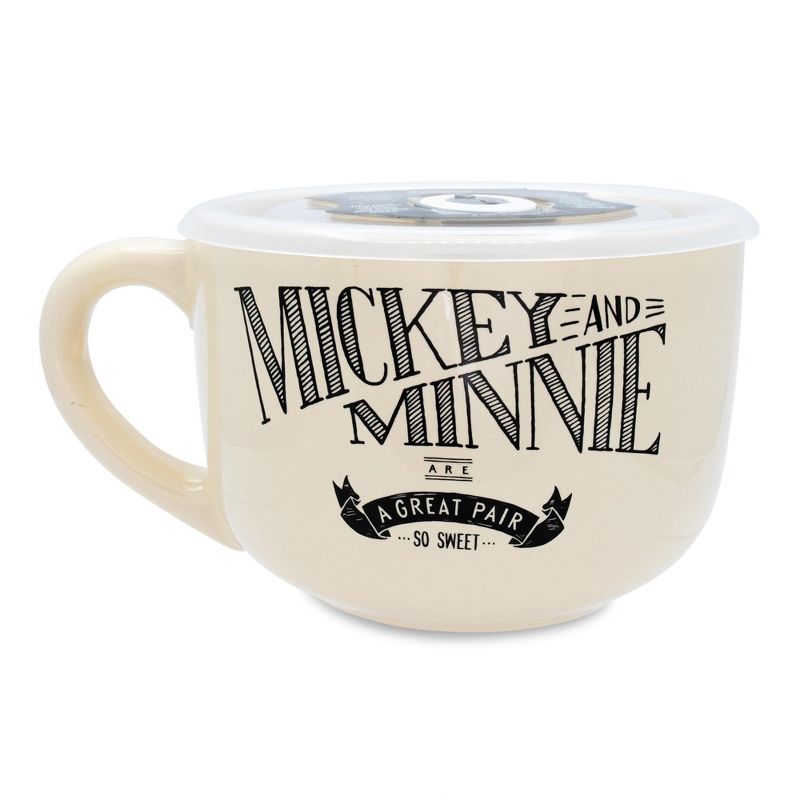 Silver Buffalo Disney Vintage Mickey and Minnie Mouse Ceramic Soup Mug With Lid | 24 Ounces, 2 of 7