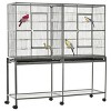 65'' Large Metal Bird Cage with Rolling Stand and Storage Shelf,Detachable Bird House with Slide Out Tray for Parrots - LAOTIES - 3 of 4