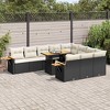 vidaXL Patio Sofa Set with Cushions Sofa Modules 10 Piece Poly Rattan Acacia - Black and Cream - 2 of 4