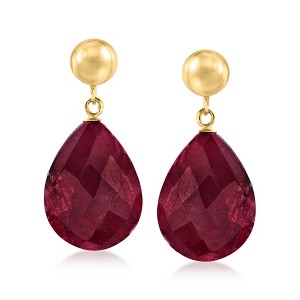 Ross-Simons 16.00 ct. t.w. Ruby Drop Earrings With 14kt Yellow Gold - 1 of 3