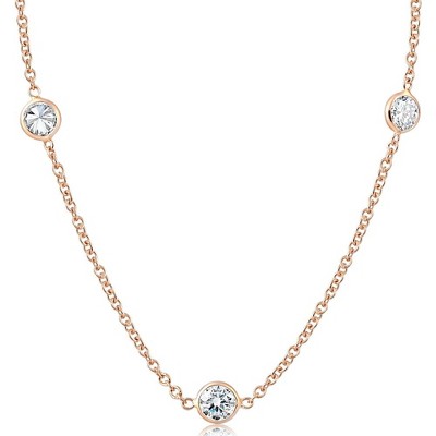 Pompeii3 2 Ct Diamonds By The Yard Necklace 14K Rose Gold Lab Created Diamond