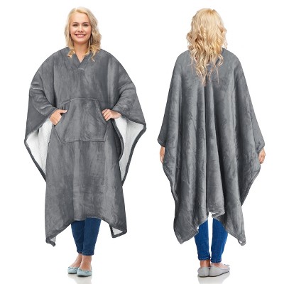 Women's Fuzzy Plush Fleece Full Lined Wrap Sweaters, Adult Wearable Blanket Cape, Super Warm Soft Cozy Gift for her - Catalonia