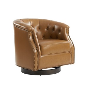 Perry Chesterfield rocker and swivel genuine leather chair | ARTFUL LIVING DESIGN-CAMEL - 1 of 4