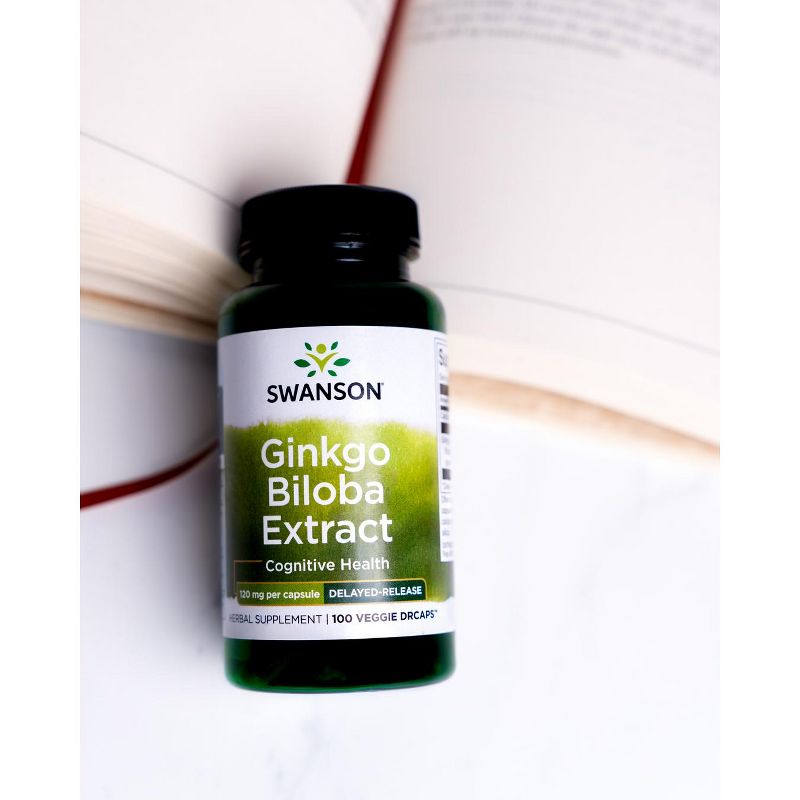Swanson Herbal Supplements Standardized Ginkgo Biloba Extract 120 mg Veggie Capsule 100ct, 3 of 7