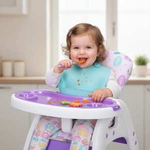 YOOCOZZ Convertible High Chair for Babies - Booster Seat, Safety Belt, Feeding Tray, Toddler Chair & Table Set - Purple and White - 1 of 4