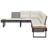 vidaXL Patio Sofa Set - Black Poly Rattan & Acacia - L-Shaped Outdoor Furniture with Cushions for Garden, Patio & Terrace - 3 of 4