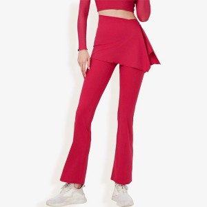 Anna-Kaci Active Women's High Waist Flare Pants with Layered Skirt Overlay - 1 of 4