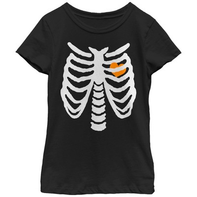 Girl's Lost Gods Halloween Skeleton Rib Cage Love T-shirt : Target