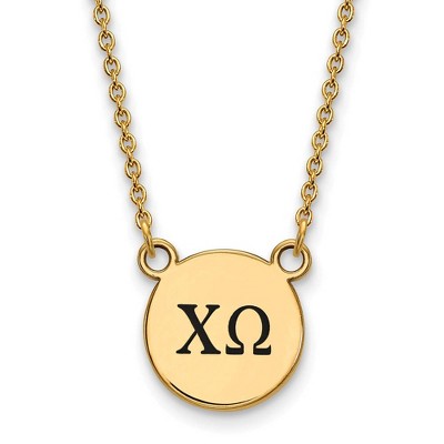 Black Bow Jewelry 14k Yellow Gold Plated Sterling Silver Chi Omega Greek Life Necklace 18 Inch