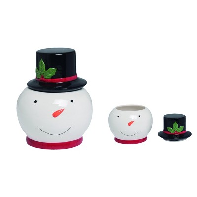 Transpac Dolomite 8 in. White Christmas Snowman Head Cookie Jar