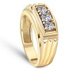 Pompeii3 Mens Gold 3/4ct Three Stone Diamond Anniversary Ring 14K Yellow Gold - 2 of 4