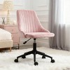 Racxily Pink Velvet Office Chair, Adjustable Height with Cozy Comfort for Home Office - 3 of 4