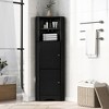 Bathroom Tall Corner Cabinet with 2 Doors Open Shelves Space Saving Freestanding Floor Storage Organizer Black - 2 of 4