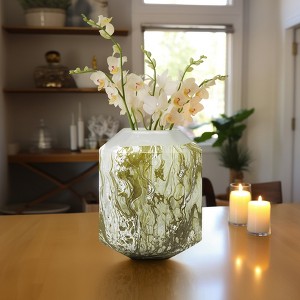 Modern Glass Vase with Swirl Pattern -Textured Finish - -Contemporary Vase for Bedroom, Office, and Home Decor - Copper - 1 of 4