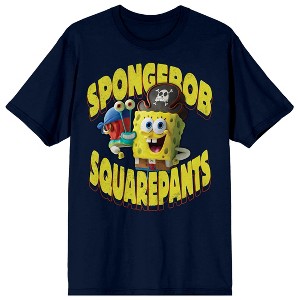 The SpongeBob Movie: Search For SquarePants (2025) SpongeBob and Gary as Pirates Men’s Navy Blue Short Sleeve Tee - 1 of 4