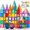 Joyfy 110pcs Magnet Building Tiles, Magnetic Building 3D  Blocks with Vehicle,Construction STEM Learning Toys, Montessori Toy Gift for Kids Boys Girls - 2 of 4