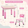 Kids Table and Chairs Set, Toddler Height Adjustable Desk with Graffiti Desktop, 4 Seats - 2 of 4