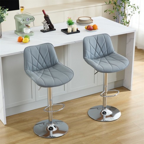 Set Of 2 Counter Height Bar Stools Adjustable Swivel Height Kitchen Island Bar Stool With Backrest Upholstery Bar Chairs For Dining Room Living Room Target