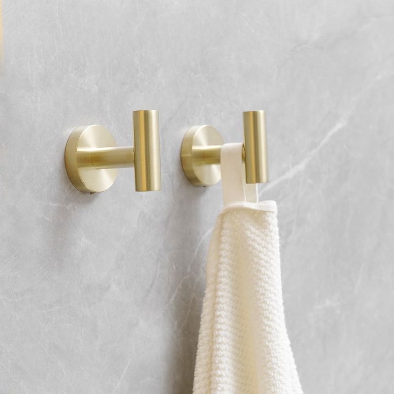 BWE 4-Pieces Round Shape J-Hook Robe Towel Hook Wall Mount Bathroom Storage Modern in Brushed Gold, 5 of 8