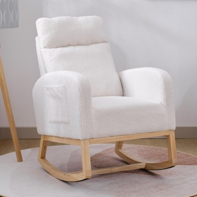 NicBex Accent Rocking Chair,Upholstered Nursery Glider Rocker with Side Pocket,Comfy Armchair with High Back for Living Room,Bedroom,Nursery