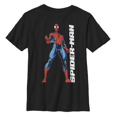 Boy's Marvel: Spider-Man Spider-Man Tall Pose  T-Shirt - Black - Small