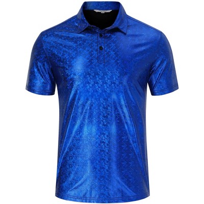 Men's 70s Disco Shirts Shiny Sequins Short Sleeve Party Shirt Slim Fit Nightclub Costume Tops