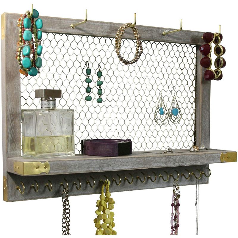 Outshine Co Large Farmhouse Wall Jewelry Organizer (Rustic), 1 of 8