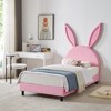 VECELO Kids Twin Size Platform Bed Frame with Upholstered Headboard - 4 of 4