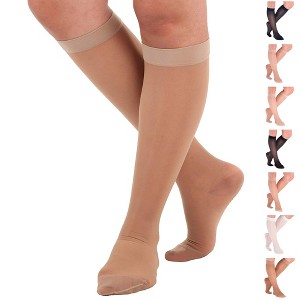 Absolute Support Women 15–20mmHg Sheer Travel Compression Stockings – Knee High Flight Socks for Airplane, Circulation & Swelling Relief, ATRAVEL101 - 1 of 4