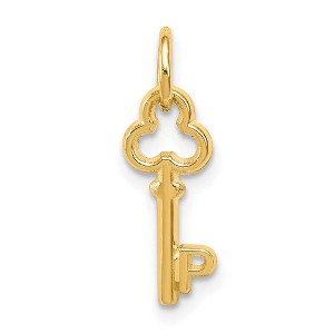Black Bow Jewelry 14k Yellow Gold, Hannah Collection, Mini Initial P Shamrock Key Charm - 1 of 4